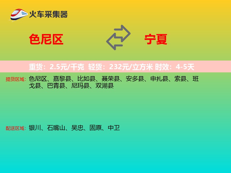 色尼区到宁夏物流专线
