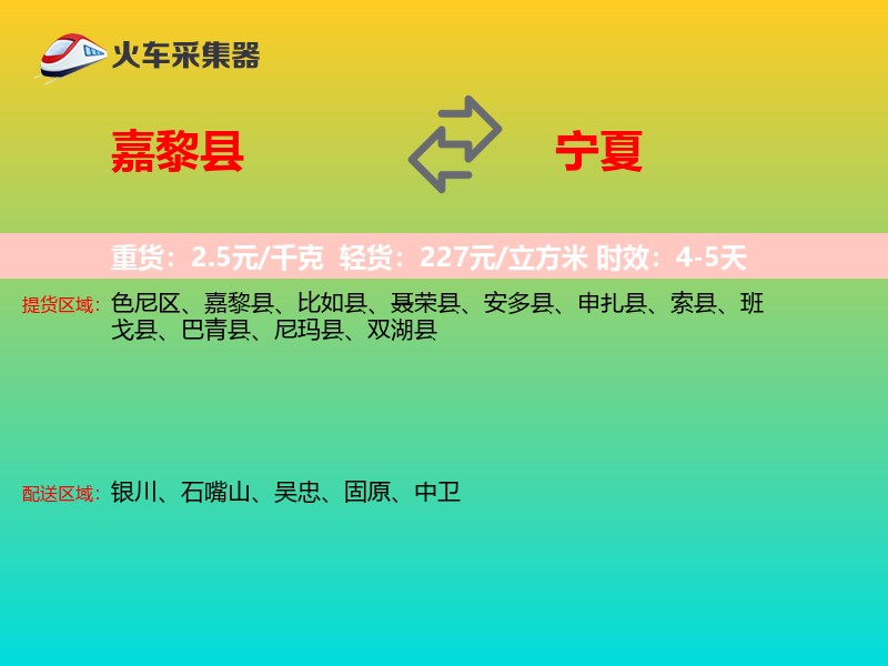 嘉黎县到宁夏物流专线