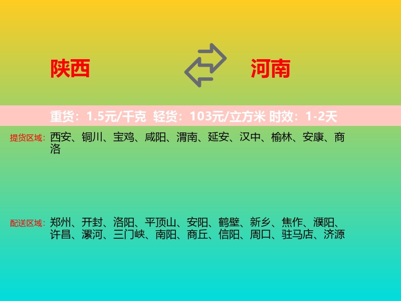 陕西到河南长途搬家