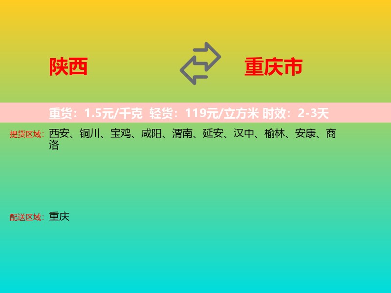 陕西到重庆市长途搬家