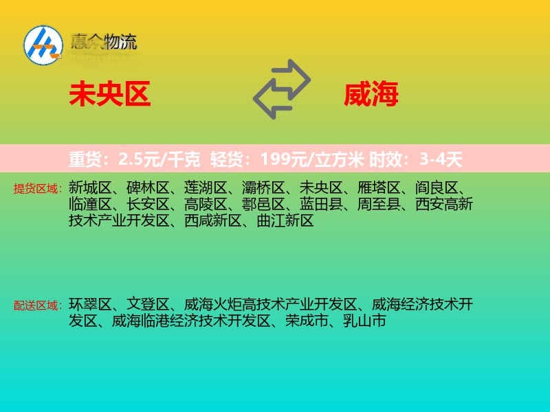 未央区到威海物流专线