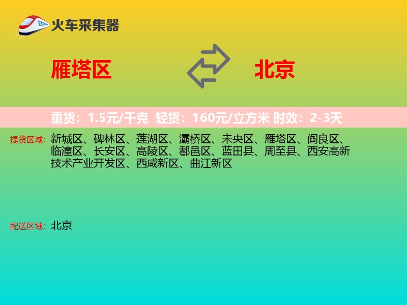 雁塔区到北京物流专线