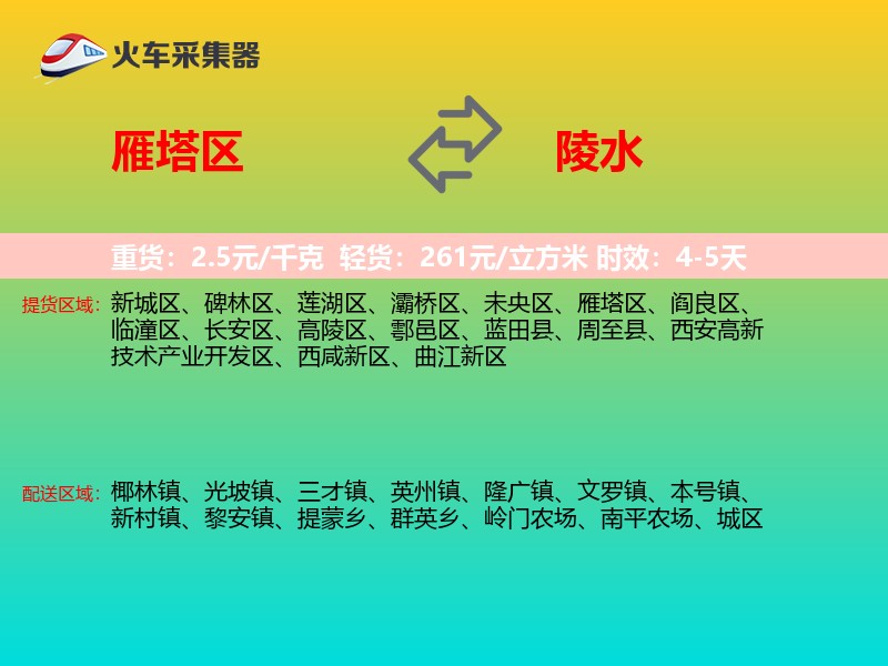 雁塔区到陵水物流专线