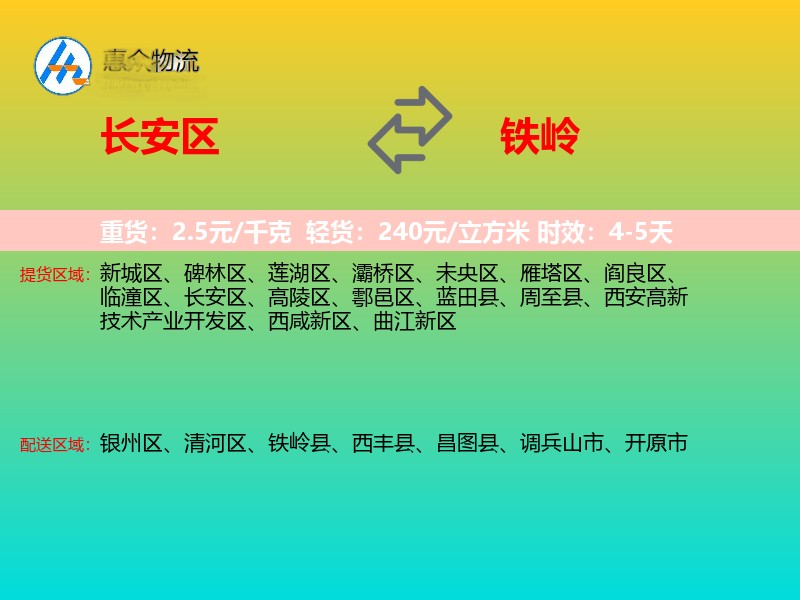 长安区到铁岭物流专线