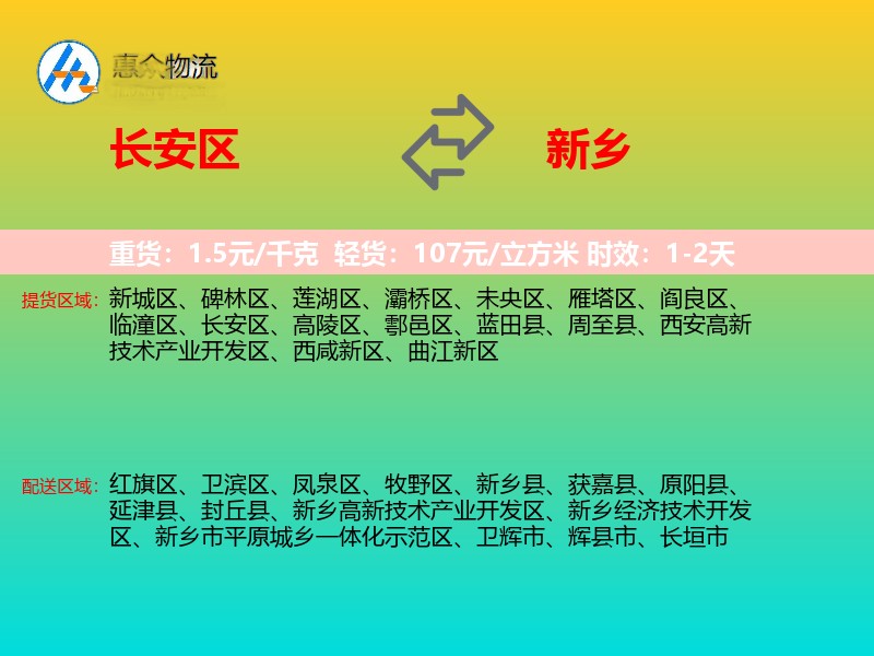长安区到新乡物流专线