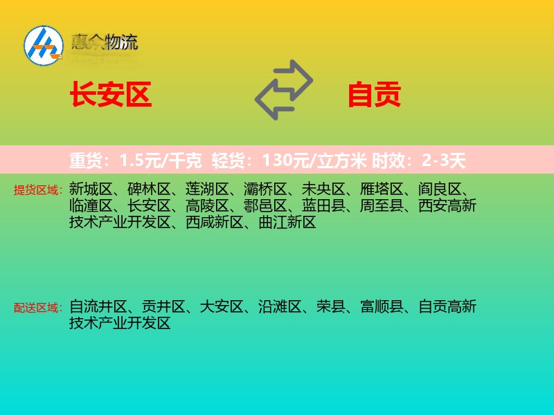 长安区到自贡物流专线