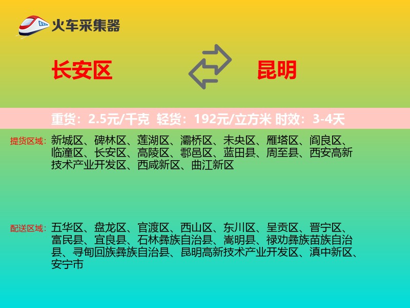长安区到昆明物流专线