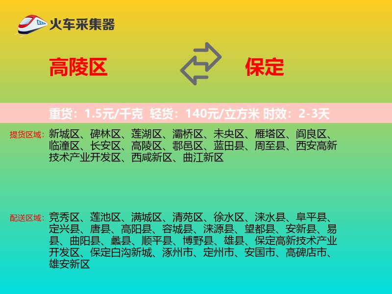 高陵区到保定物流专线