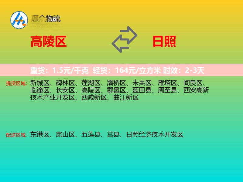高陵区到日照物流专线