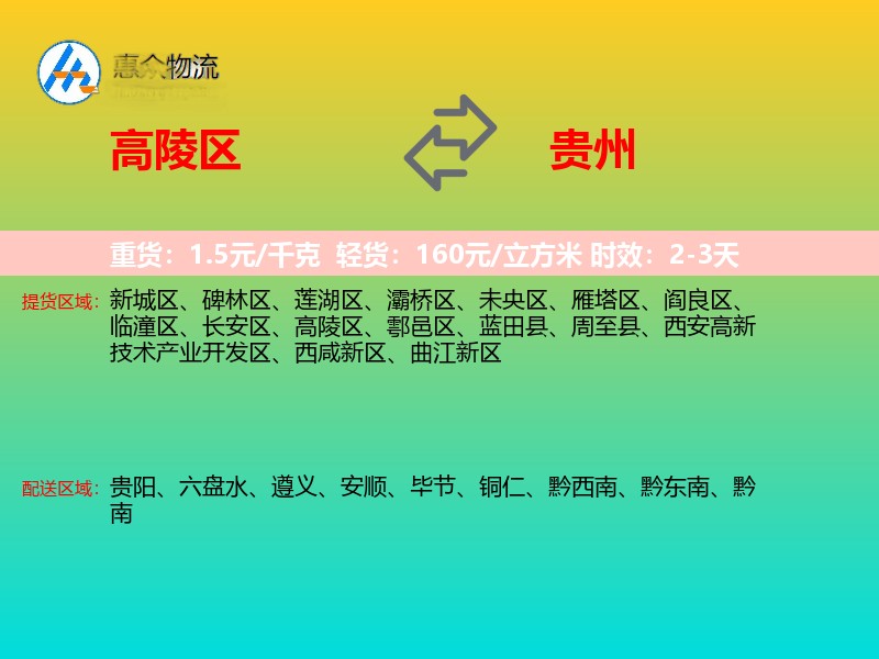 高陵区到贵州长途搬家
