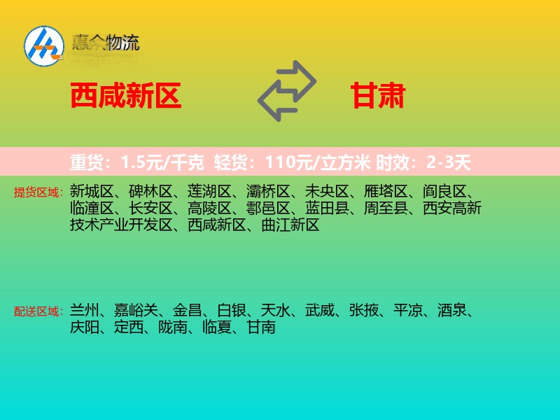西咸新区到甘肃长途搬家