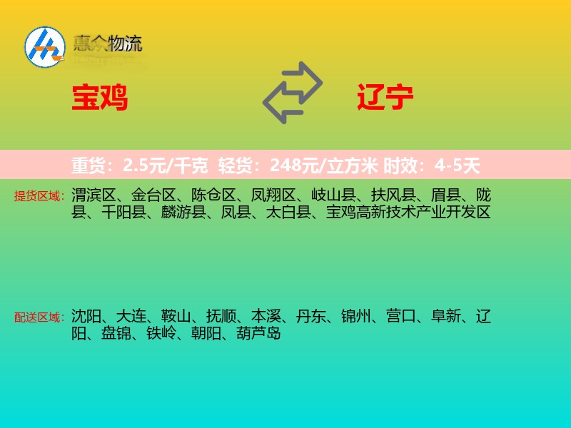 宝鸡到辽宁长途搬家