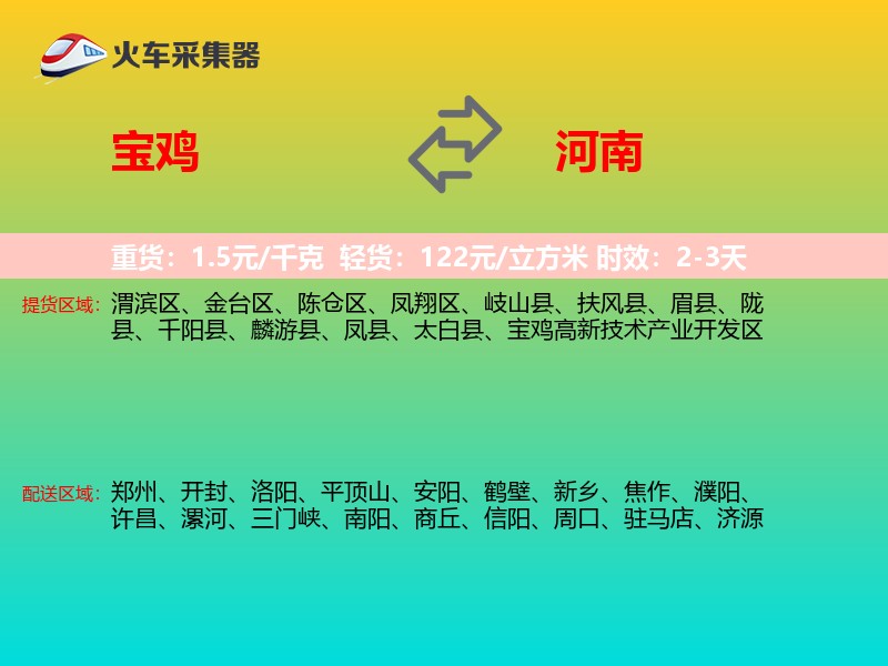 宝鸡到河南物流专线