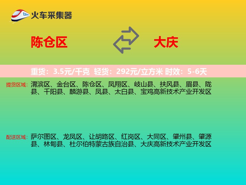 陈仓区到大庆物流专线