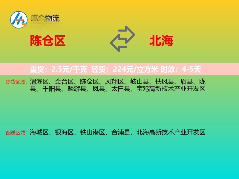 陈仓区到北海物流专线
