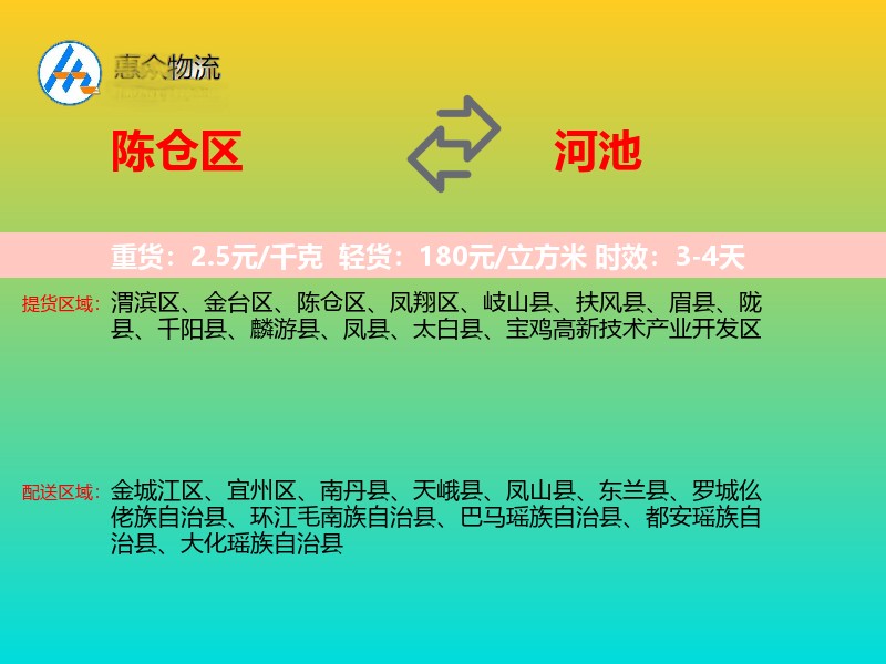 陈仓区到河池物流专线