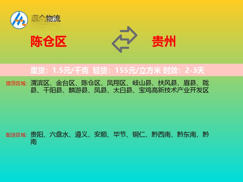 陈仓区到贵州长途搬家