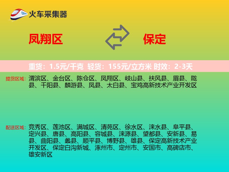 凤翔区到保定物流专线