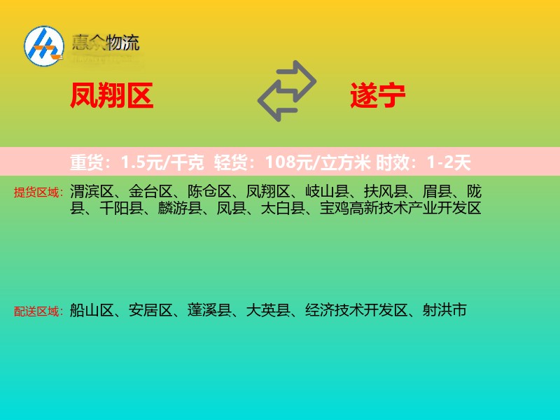 凤翔区到遂宁物流专线
