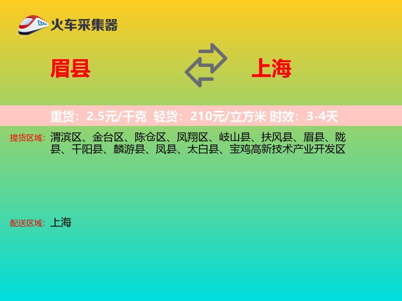 眉县到上海长途搬家