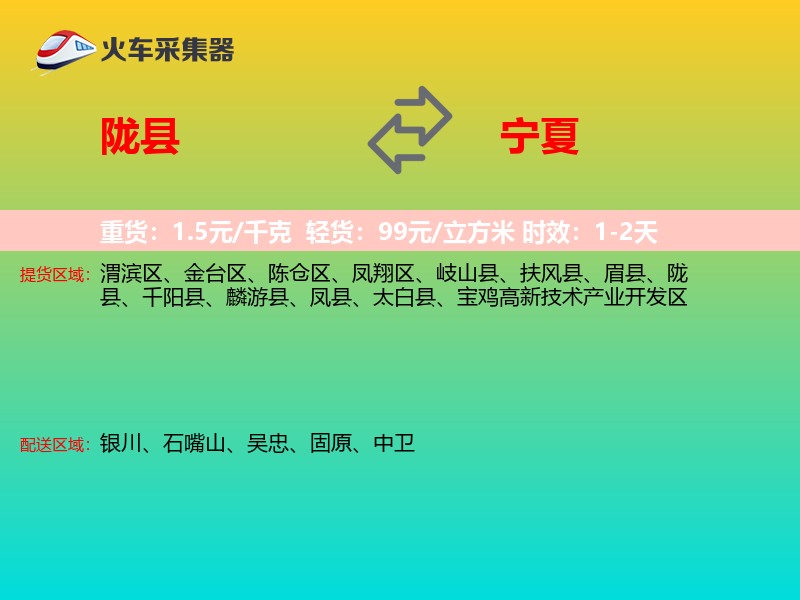 陇县到宁夏物流专线