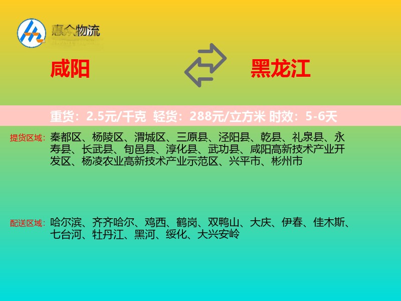 咸阳到黑龙江长途搬家