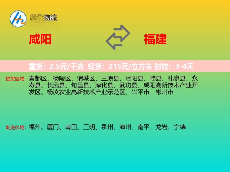 咸阳到福建长途搬家