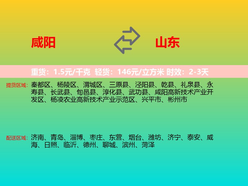 咸阳到山东长途搬家