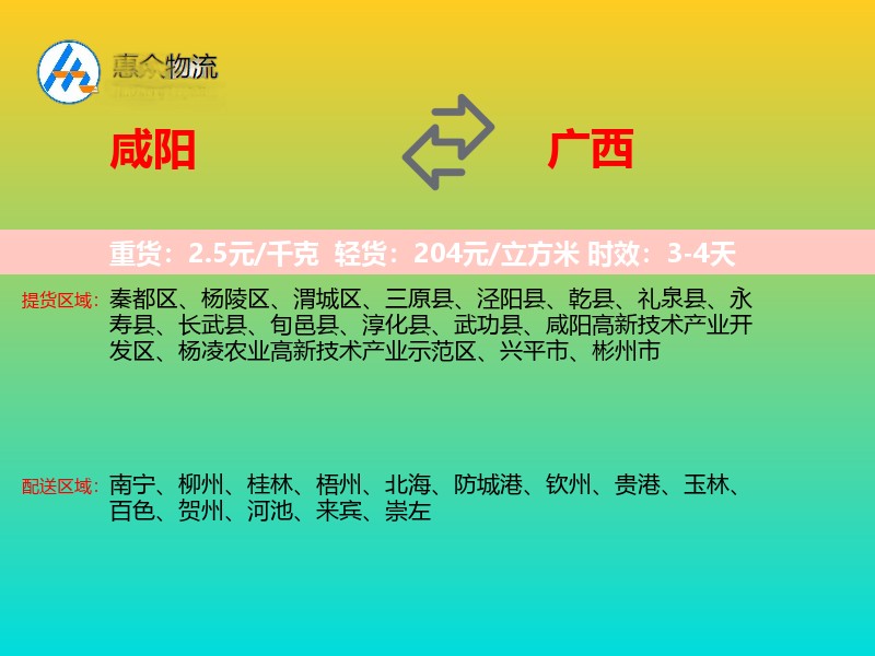 咸阳到广西长途搬家