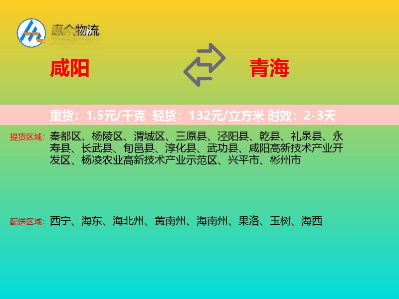 咸阳到青海长途搬家