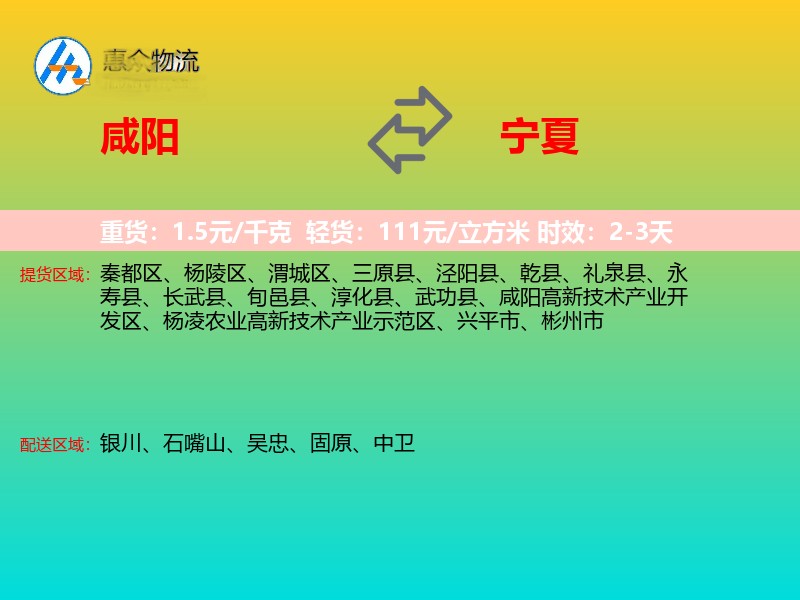 咸阳到宁夏长途搬家