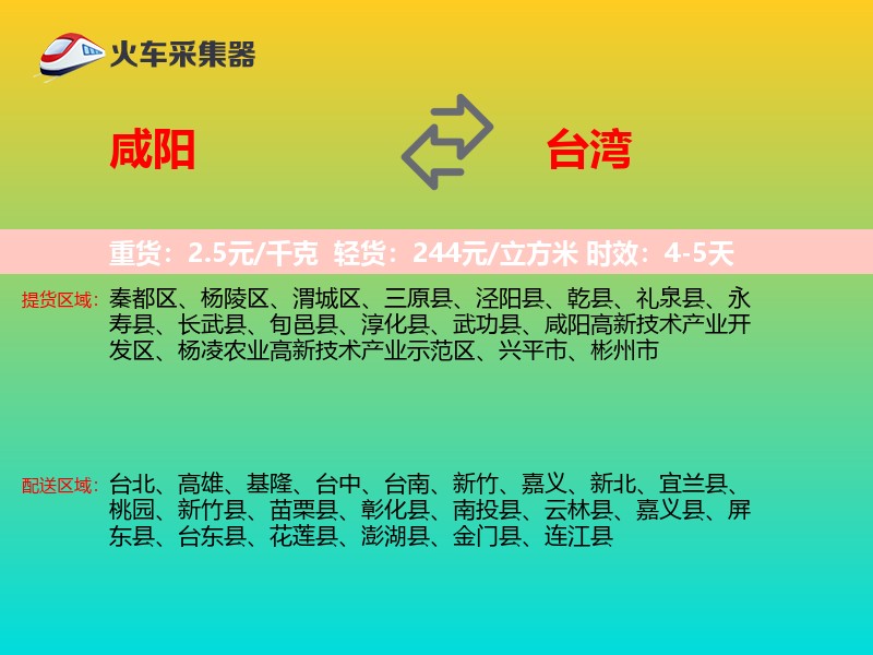咸阳到台湾长途搬家