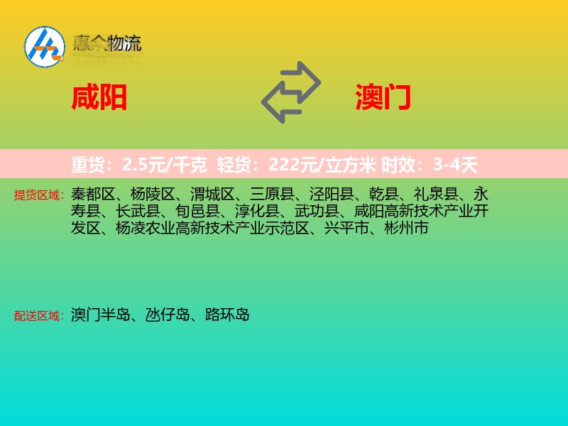 咸阳到澳门长途搬家