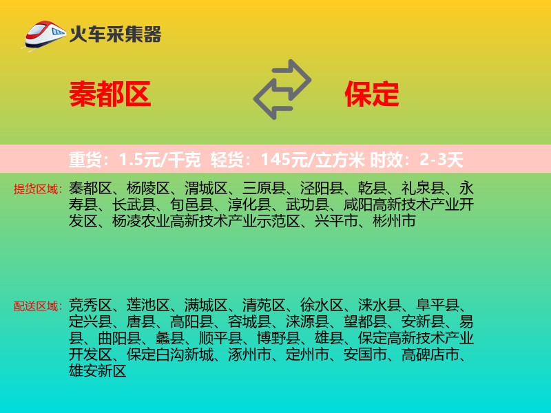 秦都区到保定物流专线