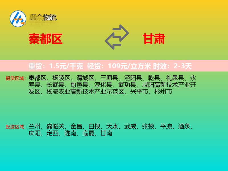 秦都区到甘肃长途搬家