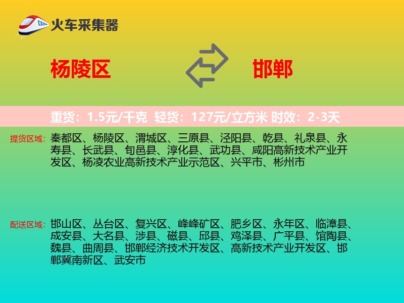 杨陵区到邯郸物流专线