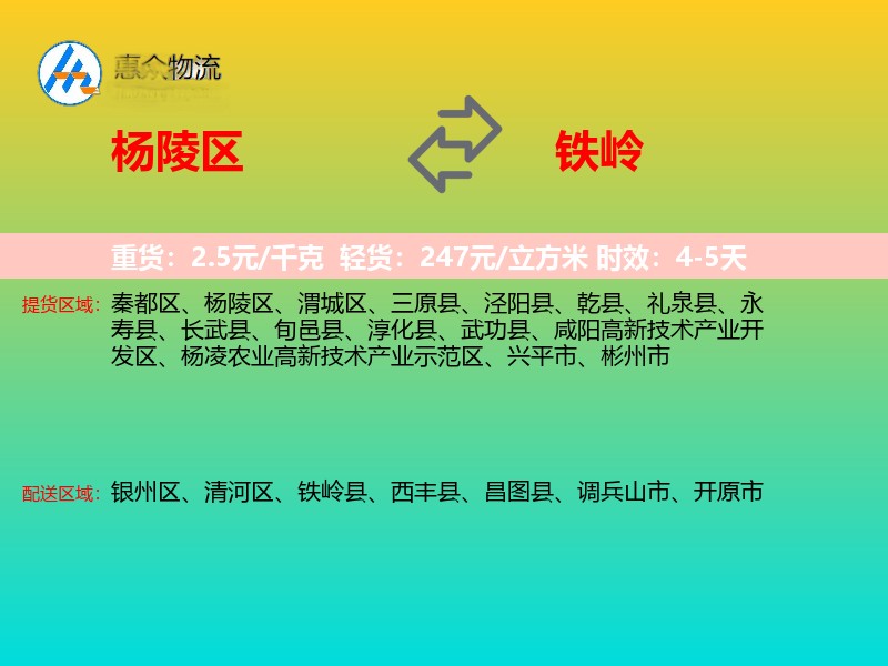 杨陵区到铁岭物流专线