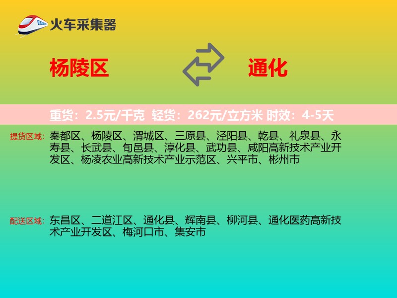 杨陵区到通化物流专线
