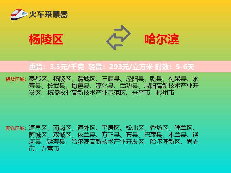 杨陵区到哈尔滨物流专线