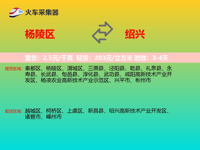 杨陵区到绍兴物流专线