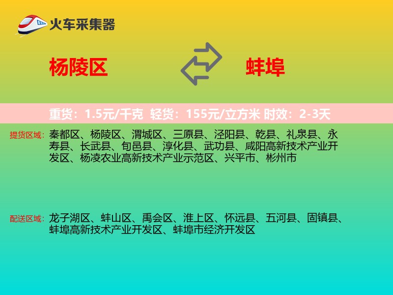 杨陵区到蚌埠物流专线