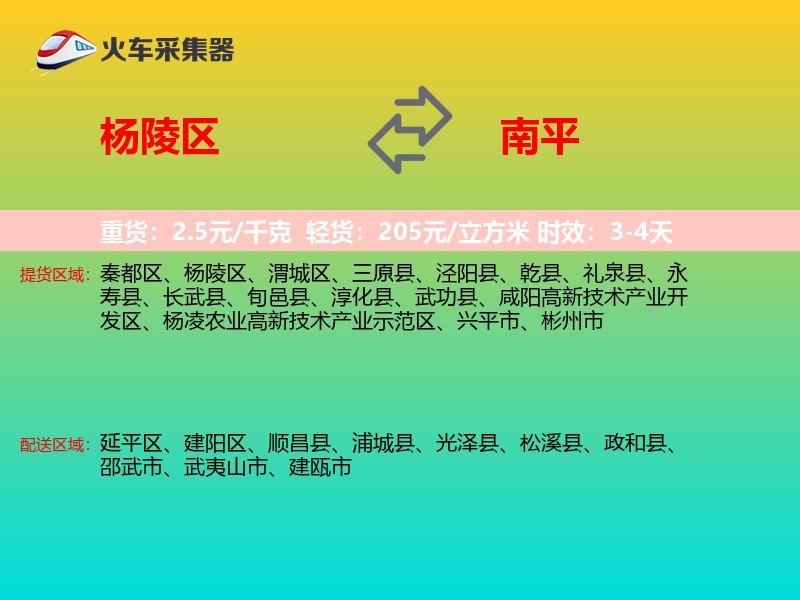杨陵区到南平物流专线