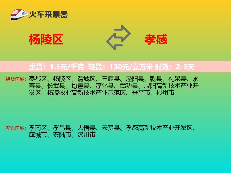 杨陵区到孝感物流专线
