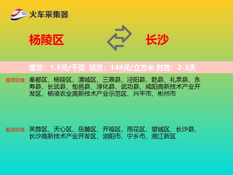 杨陵区到长沙物流专线