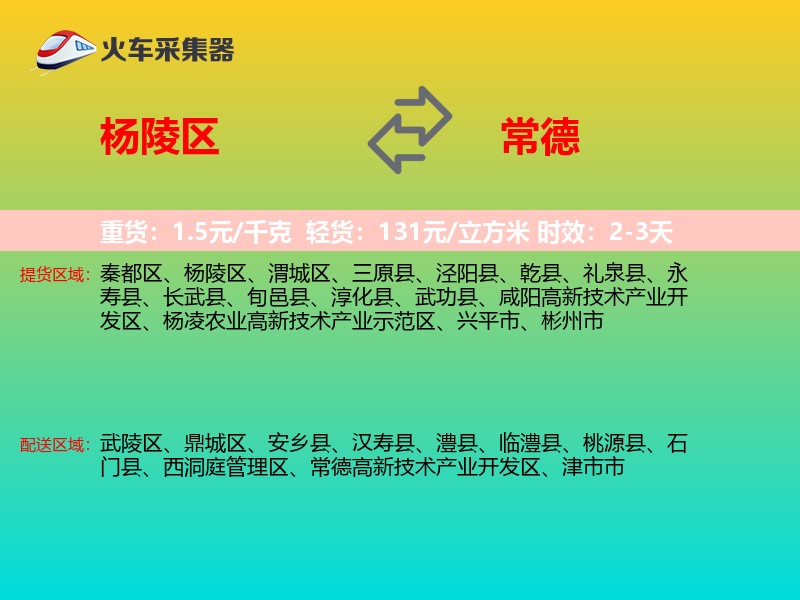 杨陵区到常德物流专线