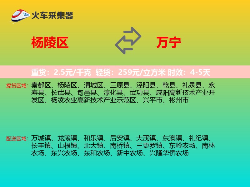 杨陵区到万宁物流专线