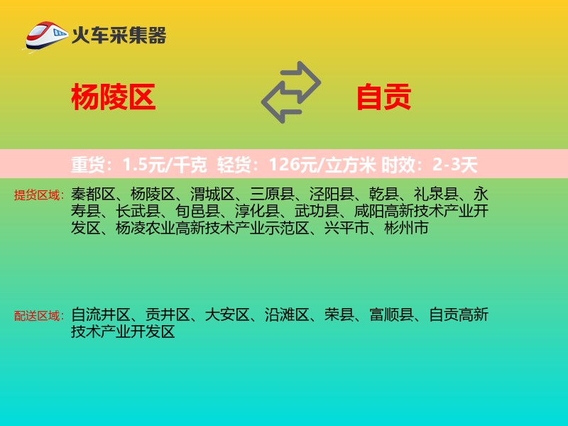 杨陵区到自贡物流专线