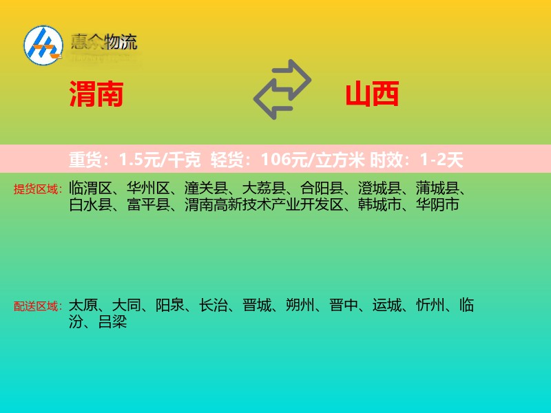 渭南到山西物流专线