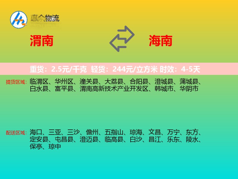 渭南到海南长途搬家