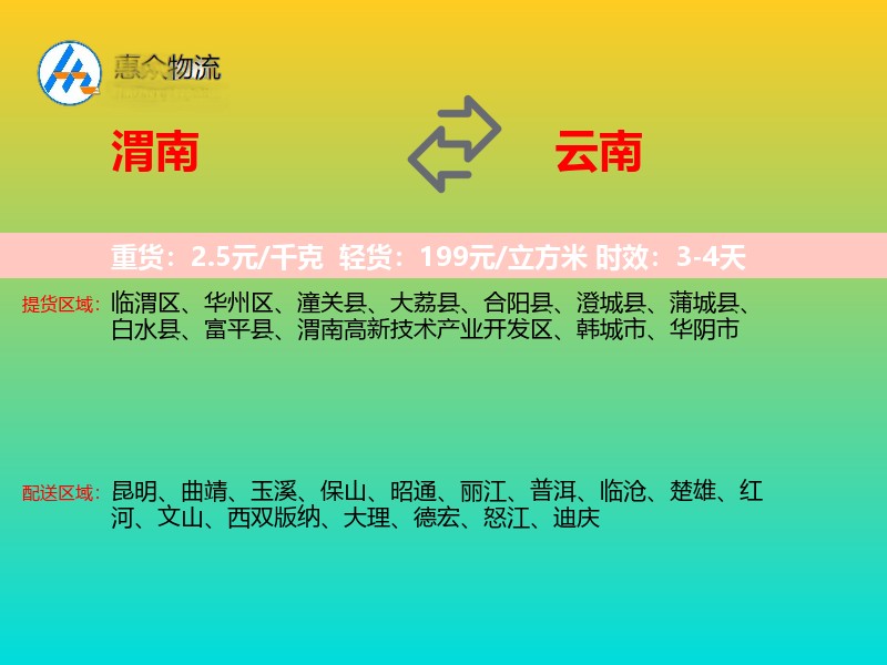 渭南到云南长途搬家